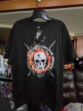 WWE Black Skull Flames Short Sleeve Tee